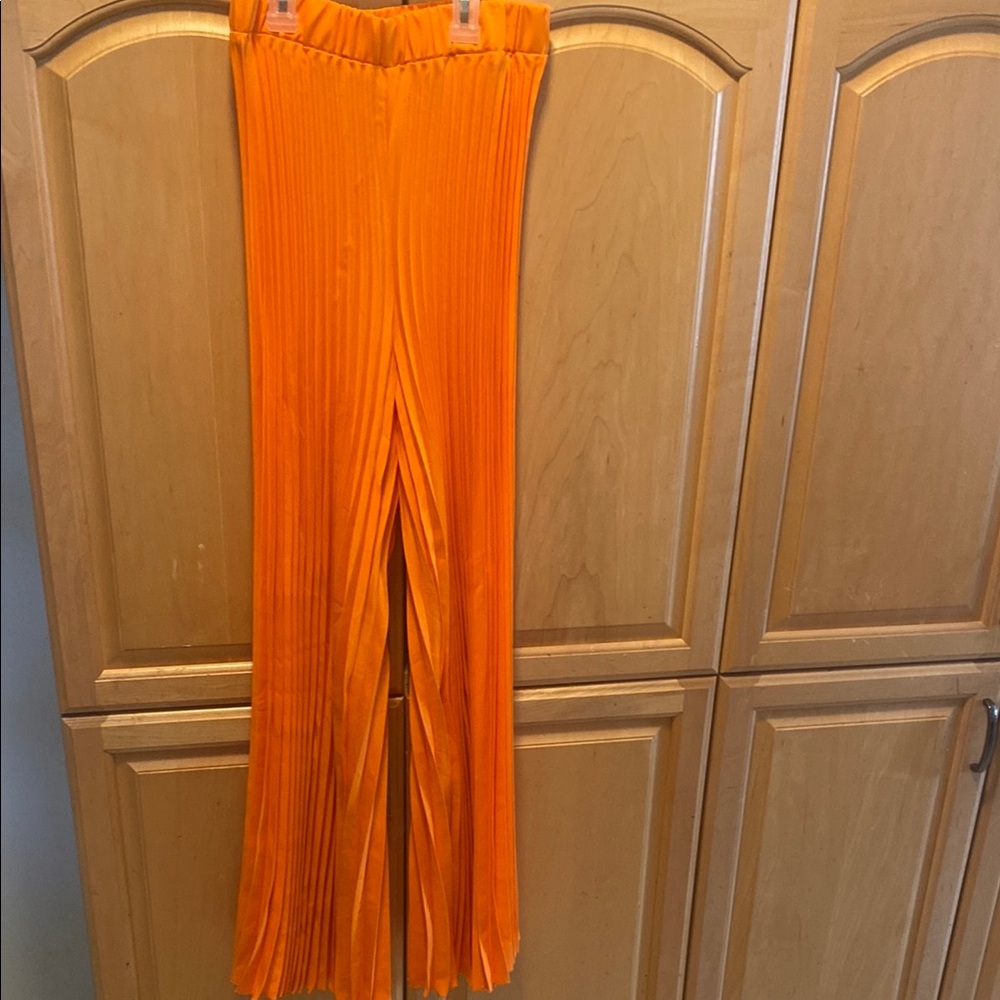 Vibrant Orange Pleated Pants